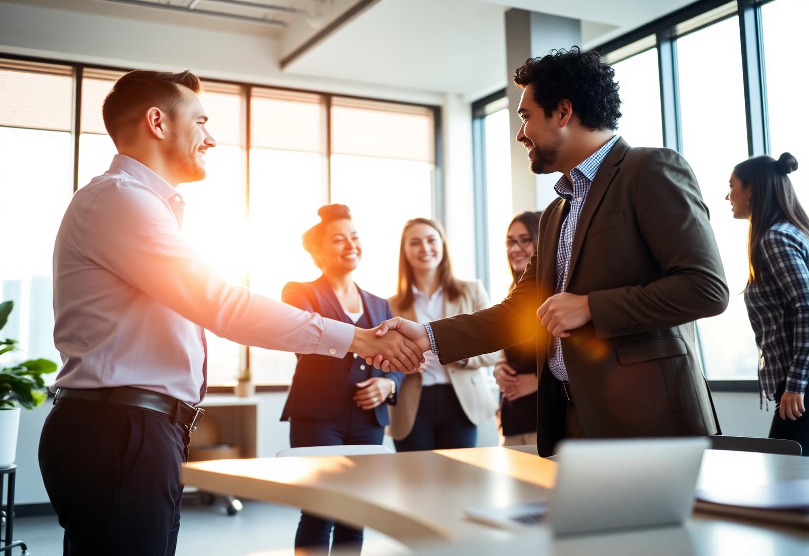 Employer and candidate meeting in a bright Edmonton office
